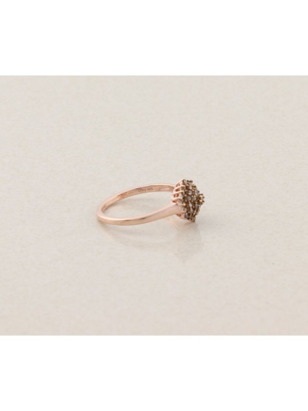 18k Rose Gold Over Sterling Silver .25ct Champagne Diamond Ring Size 8 - Picture 5 of 7